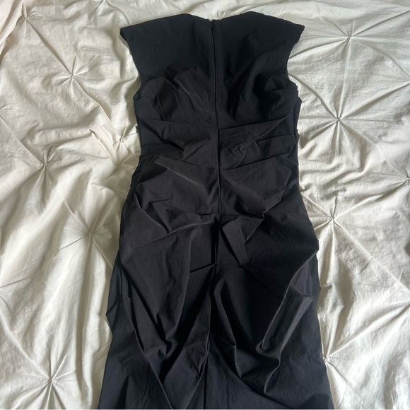 Le Chateau Womens Small Black Ruched Sheath Bodycon Midi Dress - Picture 5 of 5